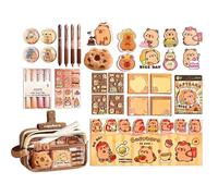 Fournitures Scolaires Capybara - 25x15cm Peluche PVC PP Papier | Kit Écriture Mignon Notes Autocollantes Journal Accessoires Étude Organisateur Ados Artistes Collection