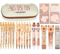 Fournitures scolaires mignonnes - Coffret cadeau de papeterie Kawaii - Cadeaux d'anniversaire - Comprend une gomme, des crayons mécaniques avec gommes, un ruban correcteur, un porte-crayon, des stylos