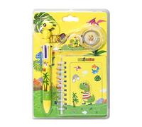 Fournitures scolaires multifonctionnelles, petit dinosaure | Carnet de notes à double spirale avec stylo à bille multicolore, corection blanche pour étudiant et enfant