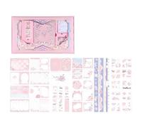 Fournitures scolaires pour filles comprenant un carnet à couverture rigide, un petit papier à note, un ruban décoratif, un autocollant, des fournitures de scrapbooking, accessoires de journal