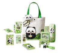 Fournitures scolaires pour - Trousse à crayons panda avec marque-page magnétique et broche, comprend stylos, carnets, gomme, règle, notes autocollantes, papeterie organisée pour étudiant en