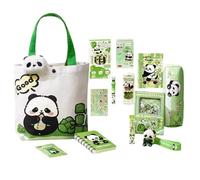 Fournitures Scolaires pour, Trousse à Crayons Panda avec Marque-Page magnétique et Broche, Comprend Une Gomme, des cahiers, des stylos, des règles, des Notes adhésives pour, étude