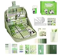 Fournitures Scolaires Thème Panda | Kit d'apprentissage pour Filles | Stylos Porte-Clés Carnet Règle Onglets Trousse pour Ados Femmes Garçons Filles