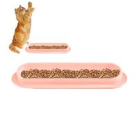 Fourrage pour chats et bols d'eau- bol de nourriture long, station d'alimentation pour petits animaux de compagnie | Conception augmentée et inclinée pour une meilleure digestion, forme plate, large