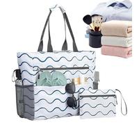 Fourre-tout de plage à l'épreuve du sable-sac à main pliable avec sac à main de monnaie, conception de fermeture à glissière | Emplois de voyage de voyage avec organisateur de pique-nique dans la
