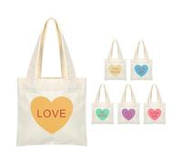 Fourre-tout En Toile - Mini Sacs À Main En Forme De Cœur Pour Conversation De Saint-Valentin, 6 Pièces 15 X 15 X 1 Cm, Sac À Main En Forme De Cœur, Sacs À Friandises Réutilisables | Sac En Toile Coeu