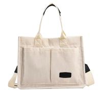 Fourre-Tout en Velours Côtelé pour Femme - Besace, Sac de Voyage, Bandoulière, à Main 2024, B Blanc Noir, Taille Unique