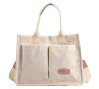 Fourre-Tout en Velours Côtelé Pour Femme - Besace, Sac de Voyage, Bandoulière, à Main 2024, B Blanc Rose, Taille Unique