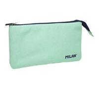 MILAN Sac scolaire 1918 Collection – 3 fermetures éclair, 5 compartiments – Vert 215x35x125 mm