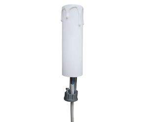 Fourreau plastique blanc équipée d'un support bougie E14, haut. 85 mm - Tibelec