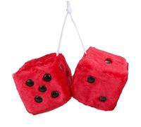 Fourrure à Suspendre pour Voiture,1 Paire Dés Suspendus Rétro pour Miroir de Voiture couple suspendu dés en peluche flous avec points pour décoration d'ornement Intérieur de Voiture Noir et Rouge