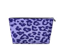 Fourrure De Peau Imprimé Léopard Violet, Trousse de Toilette Trousse de Maquillage Sac à cosmétiques Trousse de Toilette de Voyage Portable