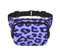 Fourrure en Peau de léopard Violet,Sac Banane carré Double Couche, Sac de Poitrine