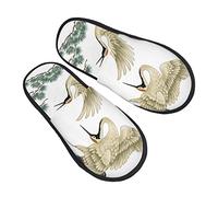 Fourrure Pantoufles Grues Oiseau Vol Réutilisables Hiver Pantoufles Lavables Chaussons Pour Femmes Intérieur Homme M