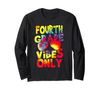 Fourth Grade Vibes Back to School Teacher Student Tie Dye Manche Longue