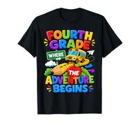 Fourth Grade Where The Adventure Begins Back to School Bus T-Shirt