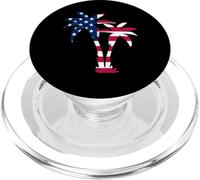 Fourth of July USA Patriotic American Flag on Palm Trees PopSockets PopGrip pour MagSafe