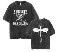 Fourth Wing Collège De Guerre Basgiath | T-Shirt Cavalier De Dragon Vintage Délavé Coton Oversize pour Fans Booktok-12||m