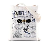 Fourth Wing Merch Fourth Wing Inspire Sac fourre-tout avec citation Fly Or Die Sac à main Fantasy Reader Cadeau Dragon Rider Sac à bandoulière, Fly Or Die UK, 14.56INCHES