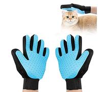 Fousenuk 1 Paire Gant Brosse, Gants Chat en Silicone pour Chien, Chat, Lapin, Gant Toilettage Ajustable Animaux de Compagnie Brosse 4 en 1 pour Brossage, Massage, Bain et Récupération des Poils