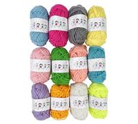 Fousenuk 12 Couleurs Laine à Tricoter, 10g/20m Crochet Coton Pelote Grosse Maille Fils, Epaisse Acrylique Multicolore, Arylique Ultra Doux pour Tissage à la Main