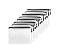 Fousenuk 12 Pcs Pochette Document Zippée A5, PVC Transparentes Document Dossier, Étanche Sac Plastique Zip, Pochette à Fermeture, Mesh Zipper Pouch pour Voyage, Fournitures, Bureau, noir