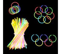 Fousenuk 120 pièces Bâtons Lumineux, Bracelets à bâtons lumineux pour enfants avec connecteur, Bracelets lumineux Longueur 20cm, pour les fêtes, les mariages et les décorations d'Halloween