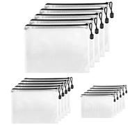 Fousenuk 15 Pcs Pochette Document Zippée A4A5A6, Sac Plastique Zip, noir