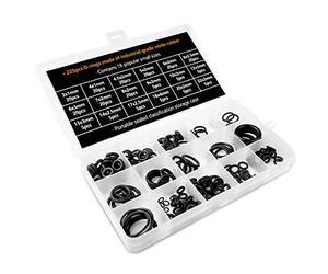 Fousenuk 225 pièces Joints Toriques en Caoutchouc Assortiment, O Ring D'etanchéité Universels, 18 tailles Joint Torique Dimensions 3-22mm Assortis pour Joint Plomberie, Injecteur ou Robinet, etc.