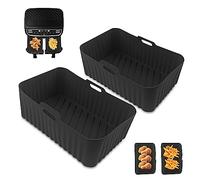 Fousenuk 2Pcs Moule Silicone Air Fryer, Réutilisable Accessoires pour Friteuse à Air, Rectangle Panier Friteuse en Silicone, Anti-Adhésive Doublures de Pot pour Airfryer, Micro-Ondes, Moule à Gâteau