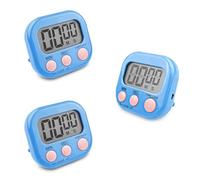 Fousenuk 3 Pièces Minuteur de Cuisine Magnétique Bleu, Chronometre avec Grand Écran LCD, Chronomètre et Alarme Digital, Timer Enfant, Compte à Rebours pour Kitchen Cuisson Douche Sport