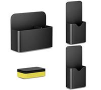 Fousenuk 3 pièces Porte Marqueur Noir, Magnétique Porte Marqueur avec éponge Magnétique, Crayon Magnétique Porte Support de Crayons Magnétique pour Réfrigérateur Tableau Blanc Casier