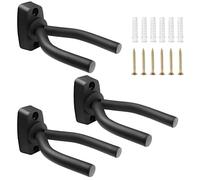Fousenuk 3 pièces Support Mural pour Guitare Noir, Crochet de Guitare Supports Muraux pour Guitare, Support de Guitare Compatible pour Tous Types Guitares, Basse, Banjo, Ukulele, Fiddle