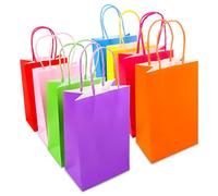 Fousenuk 40 Pièces Pochette Cadeau Anniversaire Enfant avec Poignée, 8 Sortes de Couleurs Sac Bonbon, Sachet Papier pour Emballer Desserts Et Cadeaux, pour Anniversaires, Mariages, Fêtes, Shopping