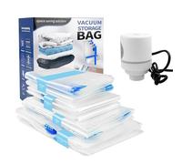 Fousenuk 8 Pièces Sac Sous Vide, Sac Compression Voyage, Sac Rangement Sous Vide Aspirateur, Housse de Rangement Sous Vide, (2 Géants, 2 Grands, 2 Moyens, 2 Petits), pour Vêtements, Literie, Voyages