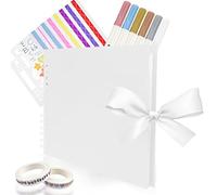 Fousenuk Album Photo, Album Photo Scrapbooking 80 Pages Album Photos 29×21.5cm avec Marqueurs Stylos Pochoirs Autocollants, Livre Photo pour Anniversaire, Remise de Diplôme, Saint-Valentin (Blanc)