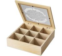 Fousenuk Boite à Thé à 9 Compartiments, Rangement The Sachet Bois, Coffret Thé, Boite en Bois Avec Couvercle, Tea Box, Organisateur de Sachets de Thé, Boite à Tisane Hermétique, Boite The Vrac