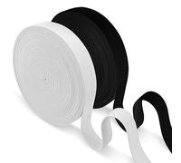 Fousenuk Elastique Couture, Sangle Bande Elastique Large, Ruban Elastic, Couture Noir et Blanc Deux Rouleaux de 20mm × 10m, Bande pour Extendeurs de Taille Ceinture, Large Perruque Ruban