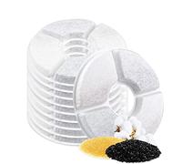 Fousenuk Lot de 10 Filtre Fontaine Eau Chat, Round Filtre de Fontaine à Eau Chat, Filtres de Rechange avec Charbon Actif et Résine Échangeuse d'Ions, pour 1.6-2.5L Fontaine à Fleur L'Animal