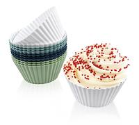 Fousenuk Lot de 12 Moule Muffins Silicone, Réutilisables Moules à Cupcakes et Muffins, Anti-Adhésif Caissettes Muffins, Tasses de Cuisson en Silicone pour Pâtisseries, Gâteau, Puddings (4 Couleurs)