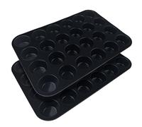 Fousenuk Lot de 2 Mini Moule Silicone Cake Muffins Cupcake, Moule Patisserie, Moules à Cupcakes et Muffins Gateau 33 X 22 X 2.5cm Noir, Plaque à Muffins Anti-Adhésif, pour Cupcakes, Brownies, Pudding