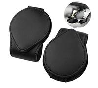 Fousenuk Lot de 2 Porte Lunettes pour Voiture, PU Cuir Magnétique Cintre de Lunettes Accessoire, Pare-Soleil Universel Support Porte Lunette Soleil Voiture Pratique avec Adsorption, Noir