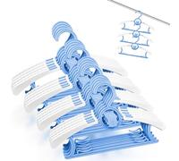Fousenuk Lot de 20 Cintre Enfant Bleu, Cintres Bébé Plastique Antidérapants avec Crochets Empilables Forme d'ours, Cintres pour Enfants Extensibles pour Bébés, Tout-Petits, Enfants