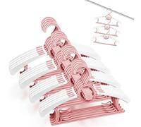 Fousenuk Lot de 20 Cintre Enfant Rose, Cintres Bébé Plastique Antidérapants avec Crochets Empilables Forme d'ours, Cintres pour Enfants Extensibles pour Bébés, Tout-Petits, Enfants