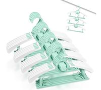 Fousenuk Lot de 20 Cintre Enfant Vert, Cintres Bébé Plastique Antidérapants avec Crochets Empilables Forme d'ours, Cintres pour Enfants Extensibles pour Bébés, Tout-Petits, Enfants