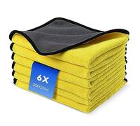 Fousenuk Lot de 6 Chiffon Microfibre Voiture avec 500 GSM, Sechage Lavette Microfibre Lingettes Poussiere Serviette pour la Peinture Voiture, Ultra Absorbant, Nettoyage Professionnel 40 X 30 cm