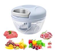 Fousenuk Mini Hachoir Manuel Cuisine, 500 ml Coupe Oignon Manuel avec Cordon de Tirage, Mixeur Manuel avec 3 Lames en Acier Inoxydable, Decoupe Oignon Manuel, Hacheur Legume, Eminceur Oignon (Bleu)