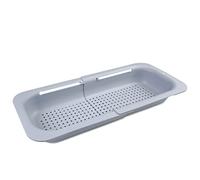 Fousenuk Passoire à Poser Sur l'Évier (36-49cm), Extensible Panier de Vidange de Cuisine, Passoire Retractable en Plastique pour Égoutter les Pâtes Cuites, Laver les Légumes et les Fruits (Gris)