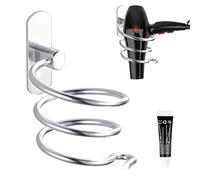 Fousenuk Porte Sèche Cheveux Forme de Spirale, Support Sèche Cheveux et de Lisseur Mural en Aluminium Fixation sans Perçage, Support de Câble pour Cuisine Salle de Bain Accessoires de Salle de Bain