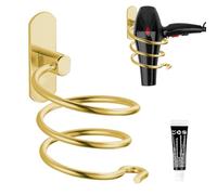 Fousenuk Porte Sèche Cheveux Forme de Spirale, Support Sèche Cheveux et de Lisseur Mural en Aluminium Fixation sans Perçage, Support de Câble pour Cuisine Salle de Bain Accessoires de Salle de Bain